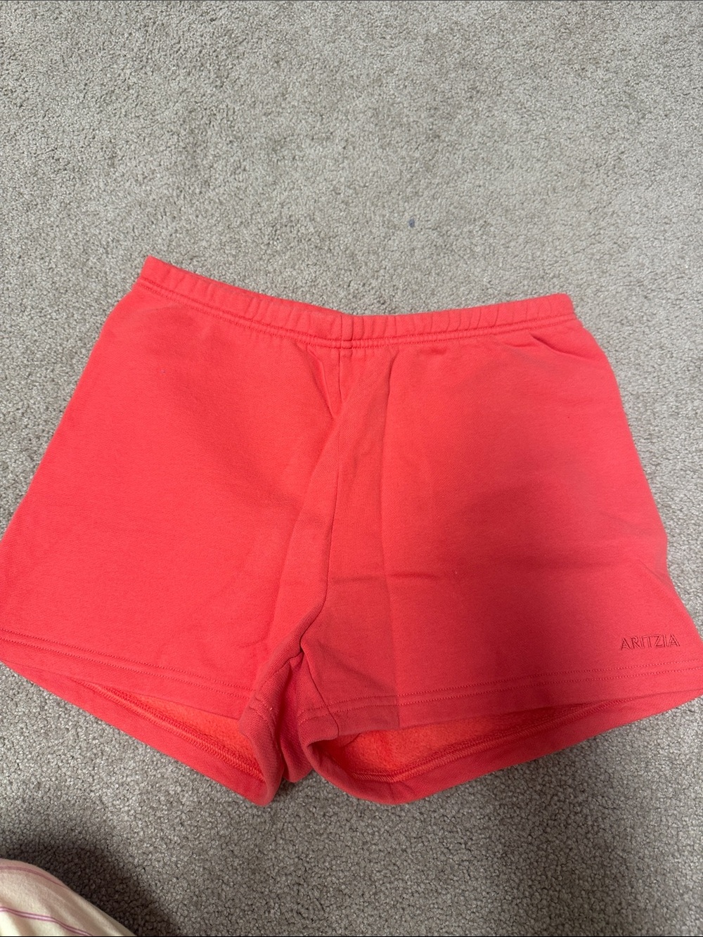 Aritzia Coral Red Fleece Shorts
